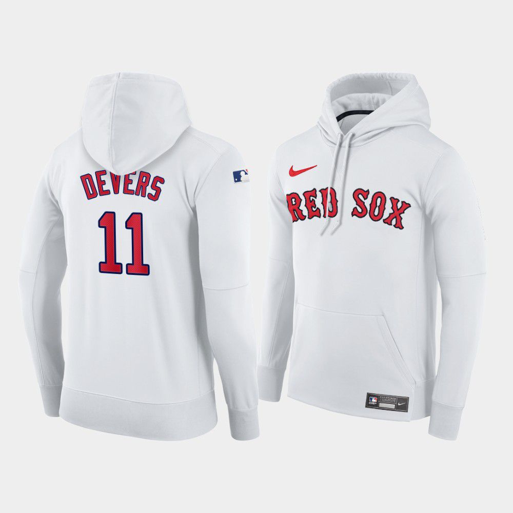 Men Boston Red Sox #11 Devers white home hoodie 2021 MLB Nike Jerseys